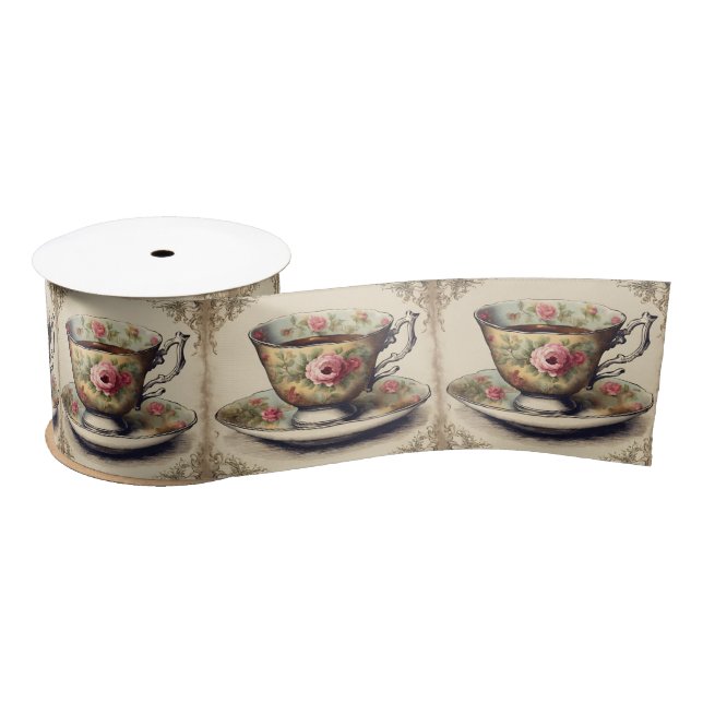 Vintager französischer Country Blumenkohl-Cup Satinband (Spule)