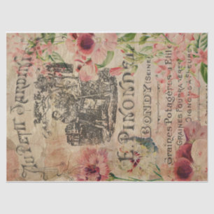 Vintager französischer Garten Ephemere Rosa Blüten Seidenpapier