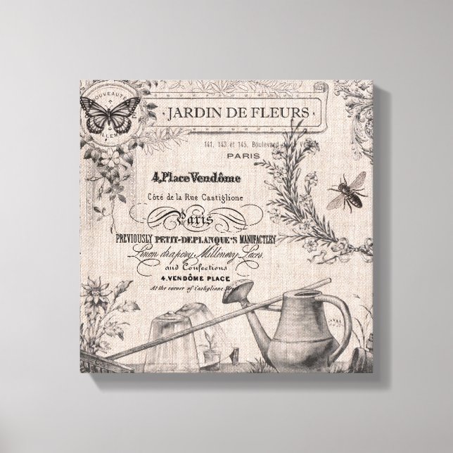Vintager französischer Garten, gedehnte Leinwand (Vorderseite)