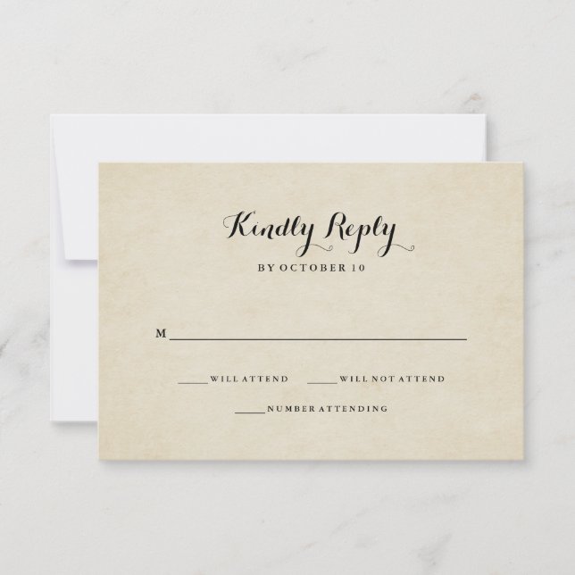 Vintager französischer Hochzeitstil RSVP Karte (Vorderseite)