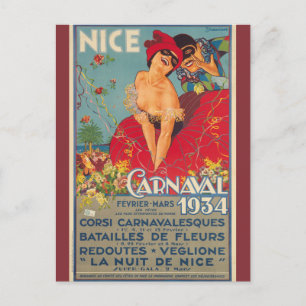 Vintager französischer Karneval Nizza 1934 Postkarte