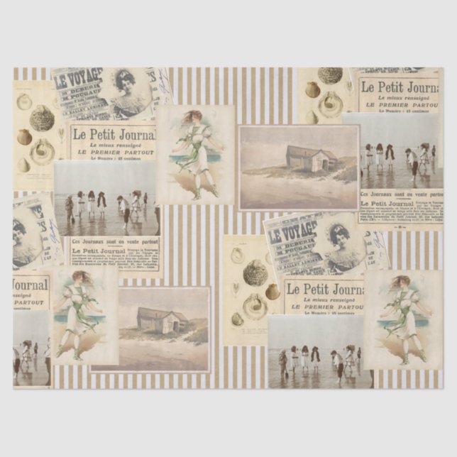 Vintager französischer Küstenstreifen Seidenpapier (Vorderseite)