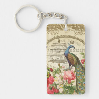 Vintager französischer Pfau-Schlüsselanhänger Schlüsselanhänger