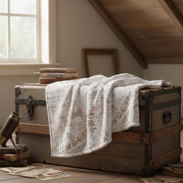 Vintager französischer Romance Collage Pink ID226 Fleecedecke (Von Creator hochgeladen)