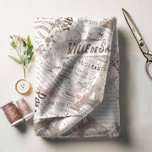 Vintager französischer Romance Collage Pink ID226 Stoff