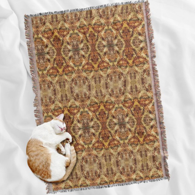 Vintager französischer Rustikaler Herbst-Brauner D Decke (Vintage French Rustic Autumn Fall Brown Damask Throw Blanket)