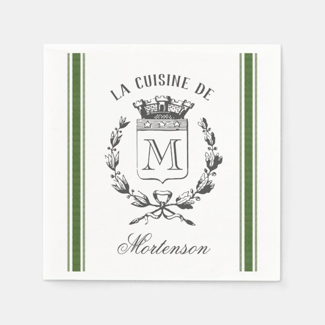Vintager französischer Sack Custom Monogram Serviette (Vorderseite)