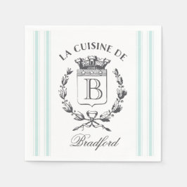 Vintager französischer Sack-Individuelle Name und  Serviette