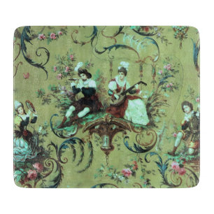 Vintager französischer Sage Green Toile Viktoriani Schneidebrett