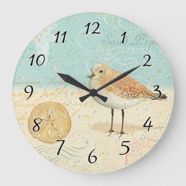 Vintager französischer Sand-Pfeifer Große Wanduhr (Vorderseite)