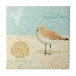 Vintager französischer Sand Piper Fliese