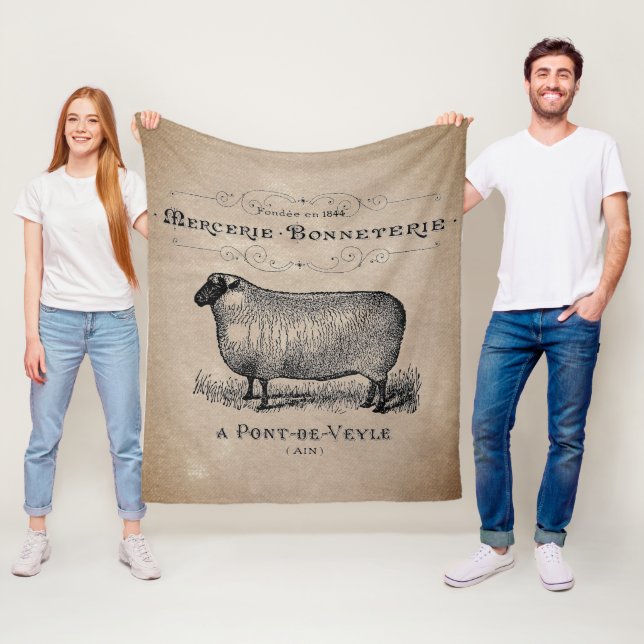 Vintager französischer Schafsalter Muslin Bauernho Fleecedecke (Beispiel)