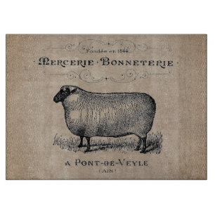 Vintager französischer Schafsalter Muslin Bauernho Schneidebrett