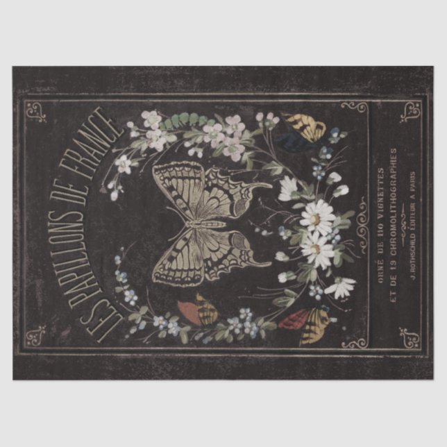 Vintager französischer Schmetterlingsdekouver Seidenpapier (Vorderseite)