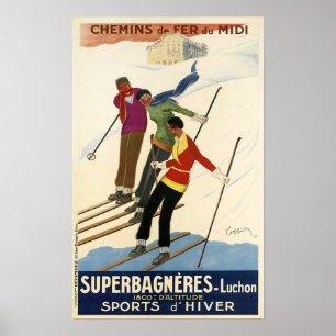 Vintager französischer Ski Poster