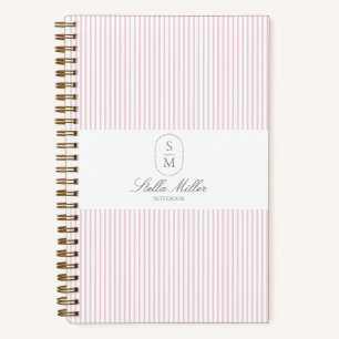 Vintager französischer Stil Rosa und Weiß Streifen Notizbuch