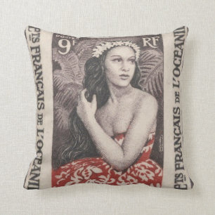 Vintager französischer Südpazifik Kissen