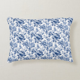 Vintager französischer Toile de Jouy Navy Blue Dekokissen