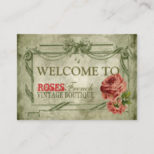 Vintager französischer verzierter Lacy Visitenkarte