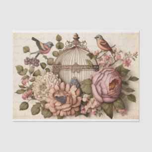 Vintager französischer Vogelkäfig, Schmetterlinge, Seidenpapier