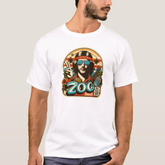 Vintager Friedenszeichen Musiker-Retro-70er-Stil T-Shirt