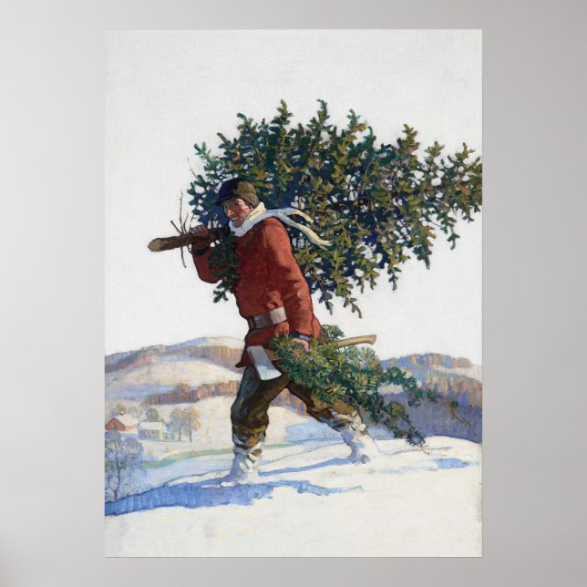 Vintager, frisch geschnittener Weihnachtsbaum Poster (Vorne)
