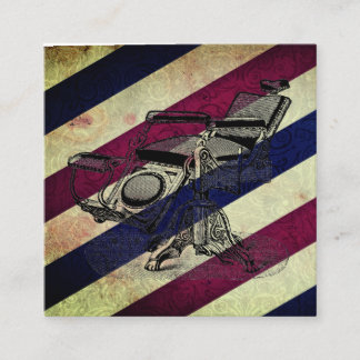 Vintager Friseur-Stuhl/Friseur-Streifen-Lech Quadratische Visitenkarte