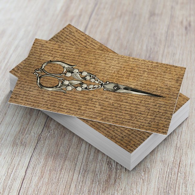 Vintager Friseursalon Antique Schere Friseur Visitenkarte (Von Creator hochgeladen)