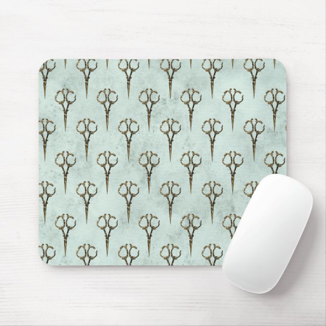 Vintager Friseursalon mit Goldener Schere Mousepad (Mit Mouse)