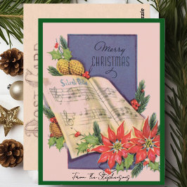 Vintager frohe Weihnachtsmusik Individuelle Name P Postkarte
