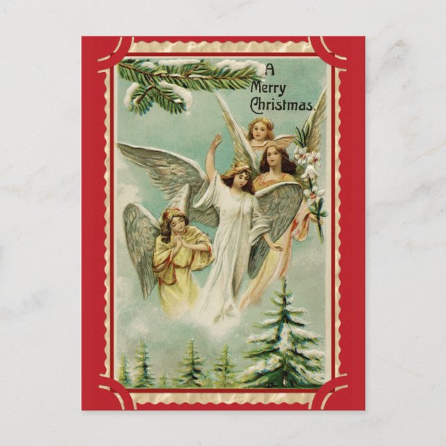 Vintager froher Weihnachtsgel Postkarte (Vorderseite)
