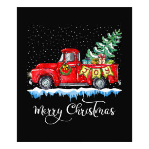 Vintager froher Weihnachtsroter LKW Alt modische C Fotodruck