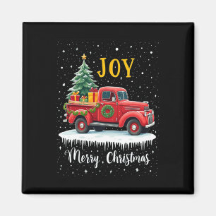 Vintager froher Weihnachtsroter LKW Alt modische C Magnet