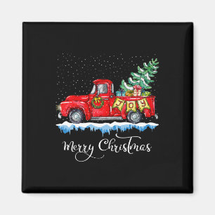Vintager froher Weihnachtsroter LKW Alt modische C Magnet