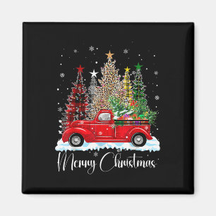 Vintager froher Weihnachtsroter LKW Alt modische C Magnet
