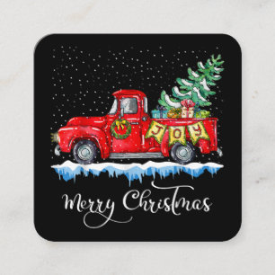 Vintager froher Weihnachtsroter LKW Alt modische C Quadratische Visitenkarte
