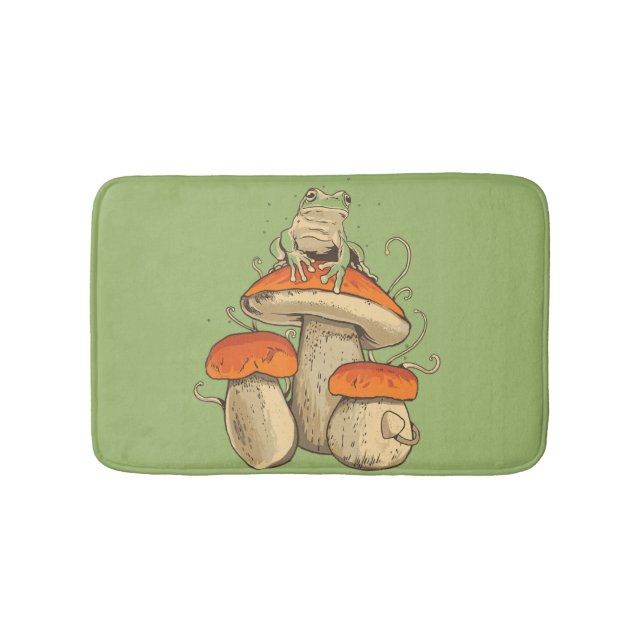 Vintager Frosch mit Pilzkern Badematte (Vorderseite)