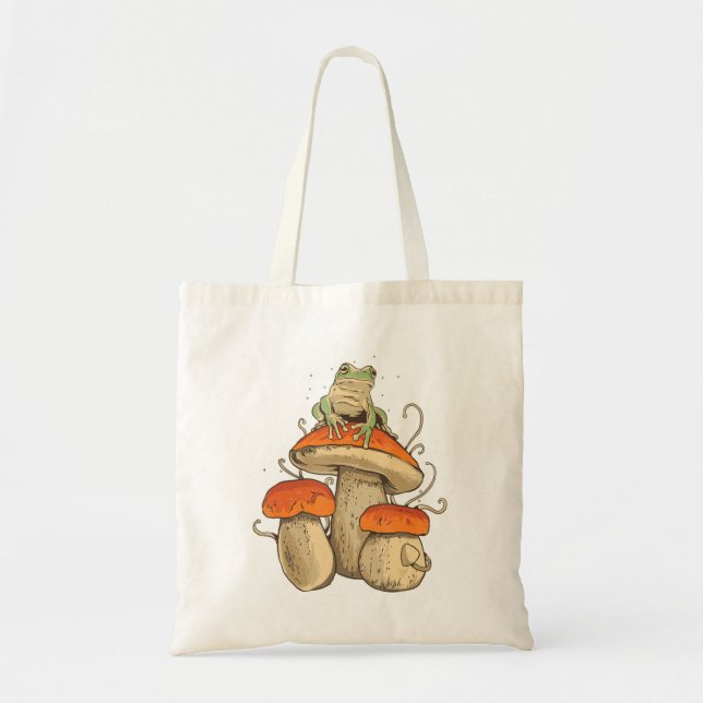 Vintager Frosch mit Pilzkern Tragetasche (Vorne)