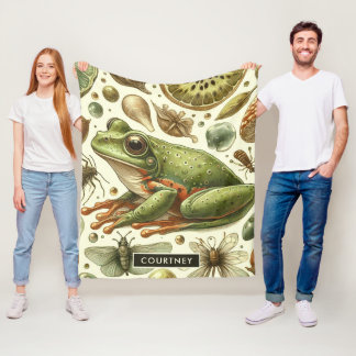 Vintager Frosch Nahtlose Wasserfarbe Fleecedecke
