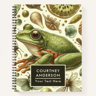 Vintager Frosch Nahtlose Wasserfarbe Notizbuch