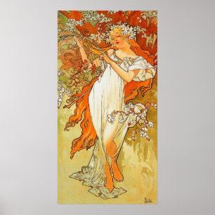 Vintager Frühling durch Alphonse Mucha Poster