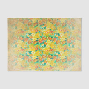 Vintager Frühling mit Blumen auf Gelb Seidenpapier