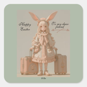 Vintager Frühling, Ostern, Quadratischer Aufkleber