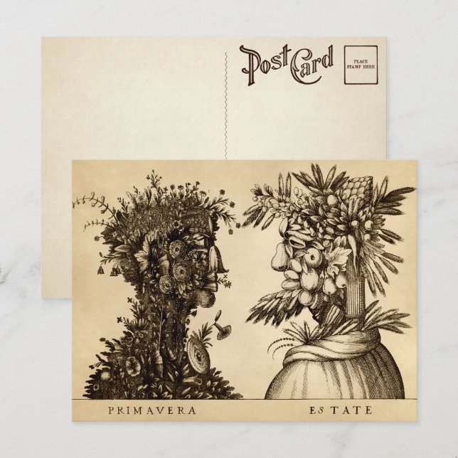 Vintager Frühling und Sommer Postkarte (Vorne/Hinten)