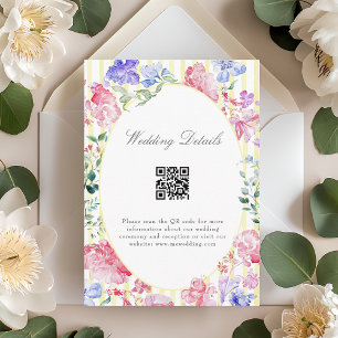 Vintager Frühlingsfloralhochzeitungsdetails QR-Cod Begleitkarte