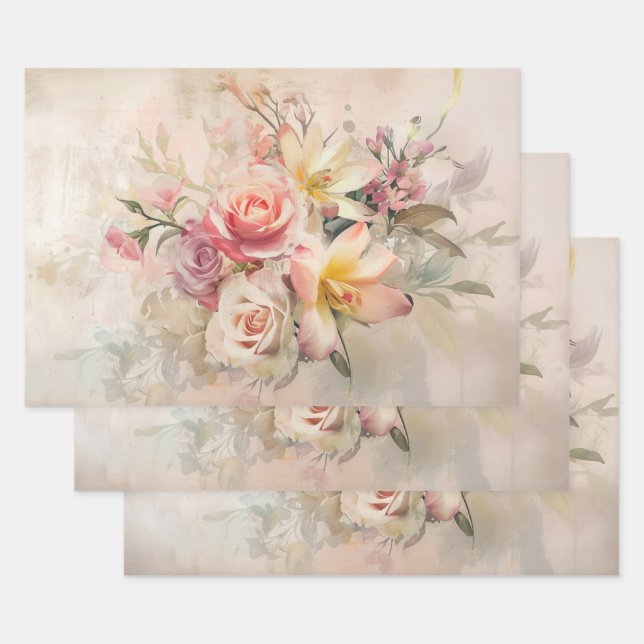 Vintager Frühlingstag Florals Muttertag Geschenkpapier Set (Set)