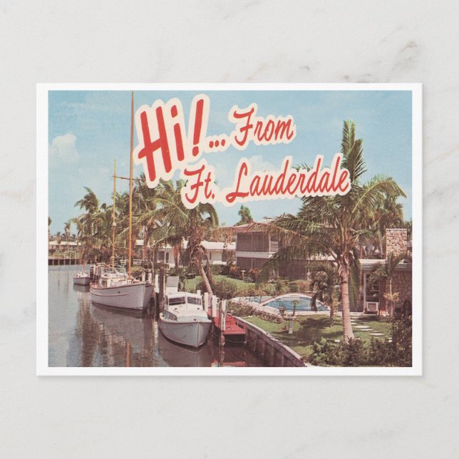 Vintager Ft. Lauderdale Postkarte (Vorderseite)