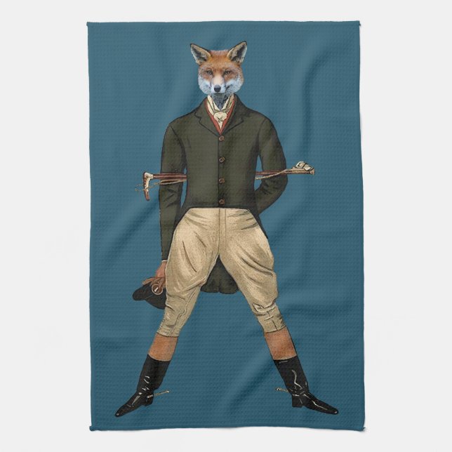 Vintager Fuchs Jagd Teetuch Geschirrtuch (Vertikal)