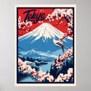 Vintager Fuji, Japan Travel Poster