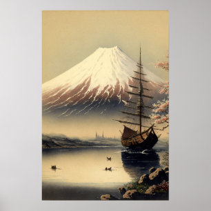Vintager Fuji Japanisches Kunstdruckposter Poster